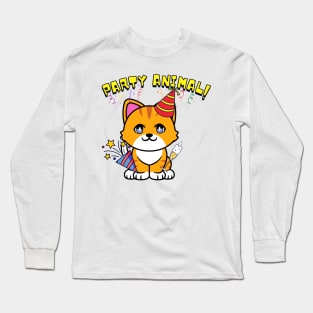 Party Animal - Orange cat Long Sleeve T-Shirt